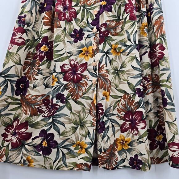 Alfred Dunner Brown Floral Midi Button Boho Cottage Flare Y2K Skirt Plus 18 - Picture 3 of 4